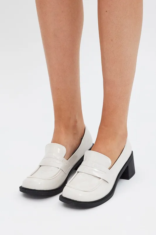 White Mid-Heel Loafers sold by Ally Fashion