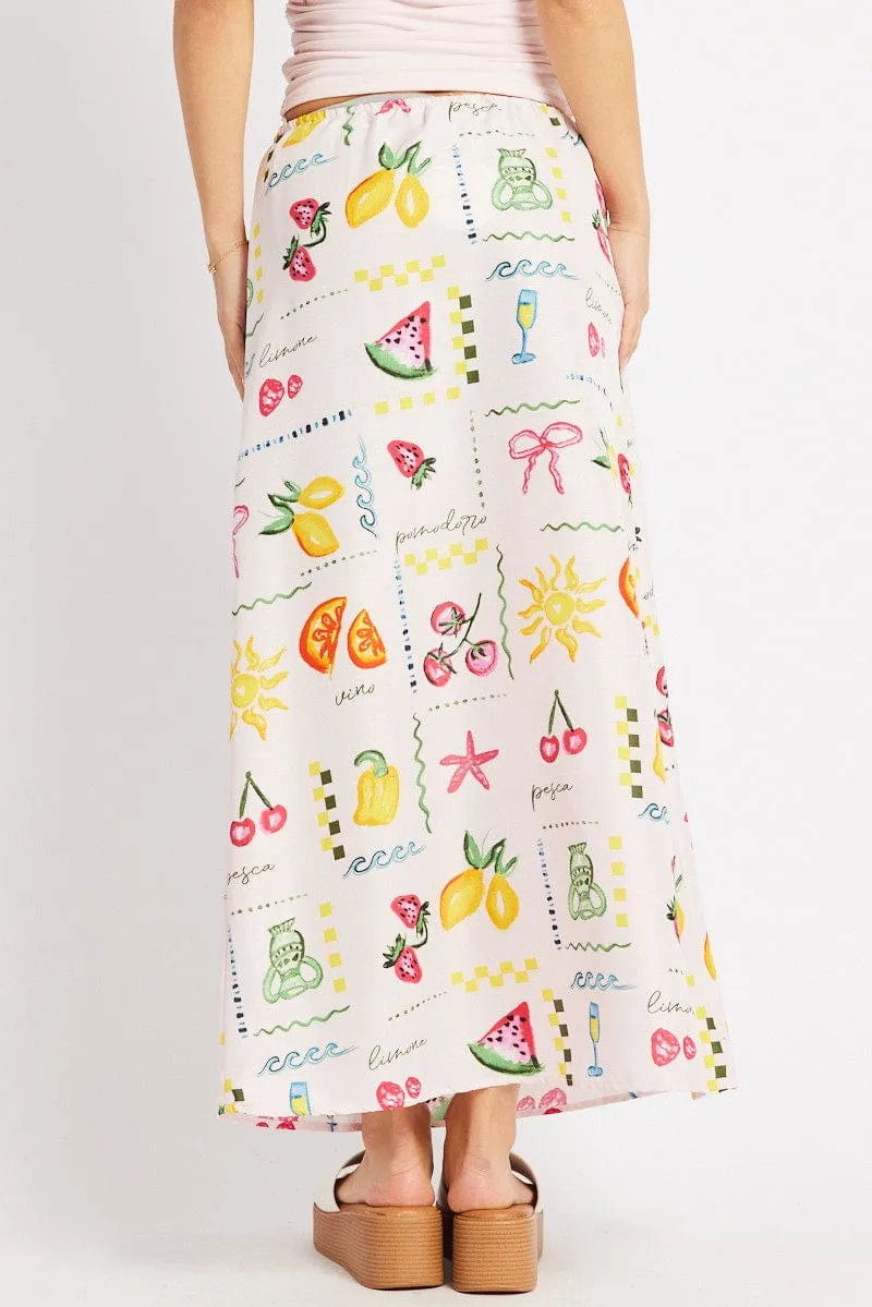 Pink Abstract Midaxi Skirt Relaxed Fit Elastic Waist sold by Ally Fashion product image thumbnail 5