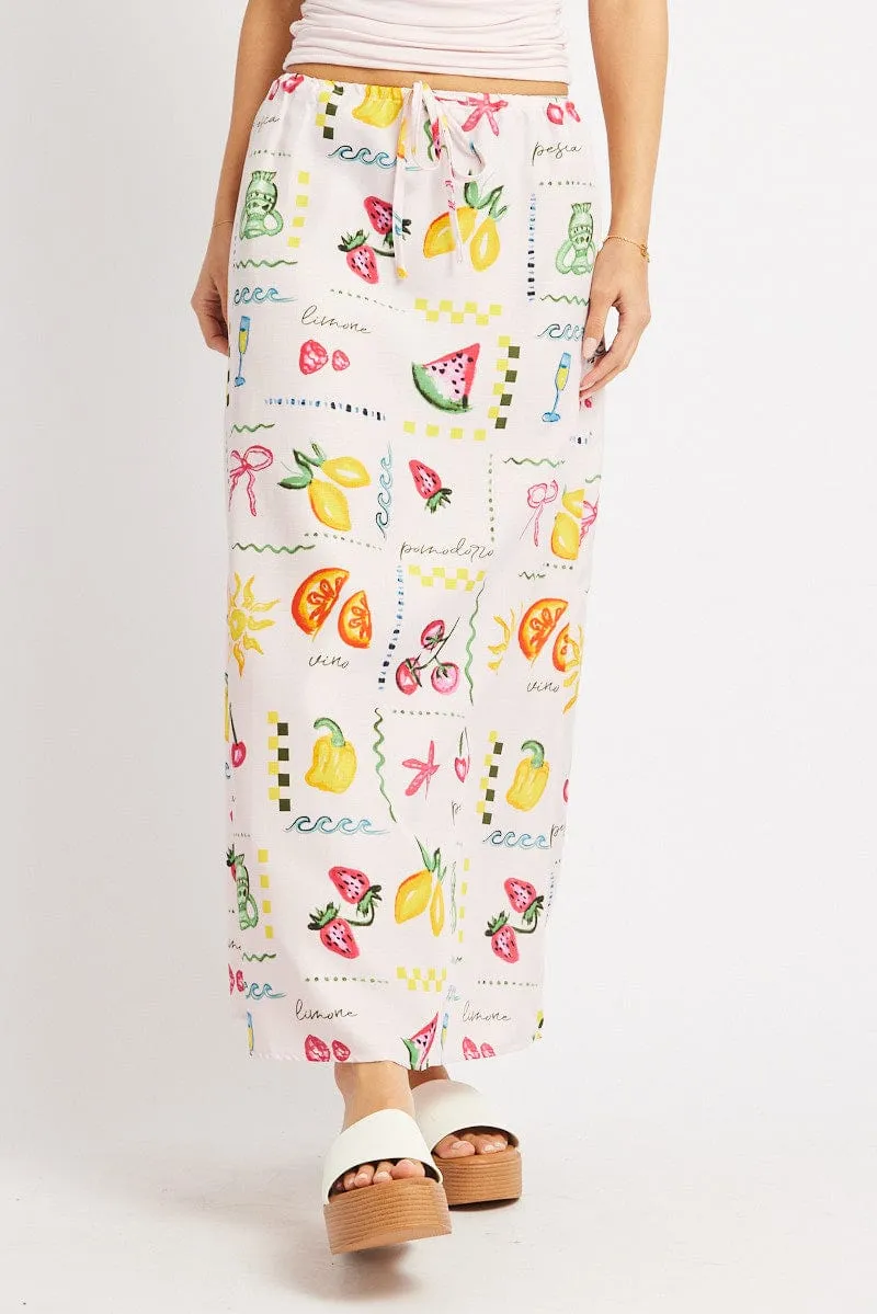 Pink Abstract Midaxi Skirt Relaxed Fit Elastic Waist sold by Ally Fashion product image thumbnail 3