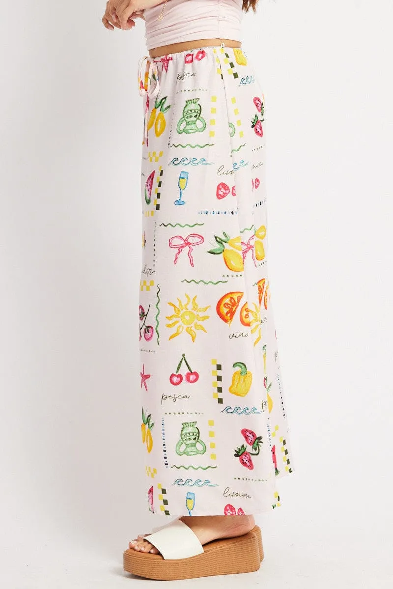 Pink Abstract Midaxi Skirt Relaxed Fit Elastic Waist sold by Ally Fashion product image thumbnail 4