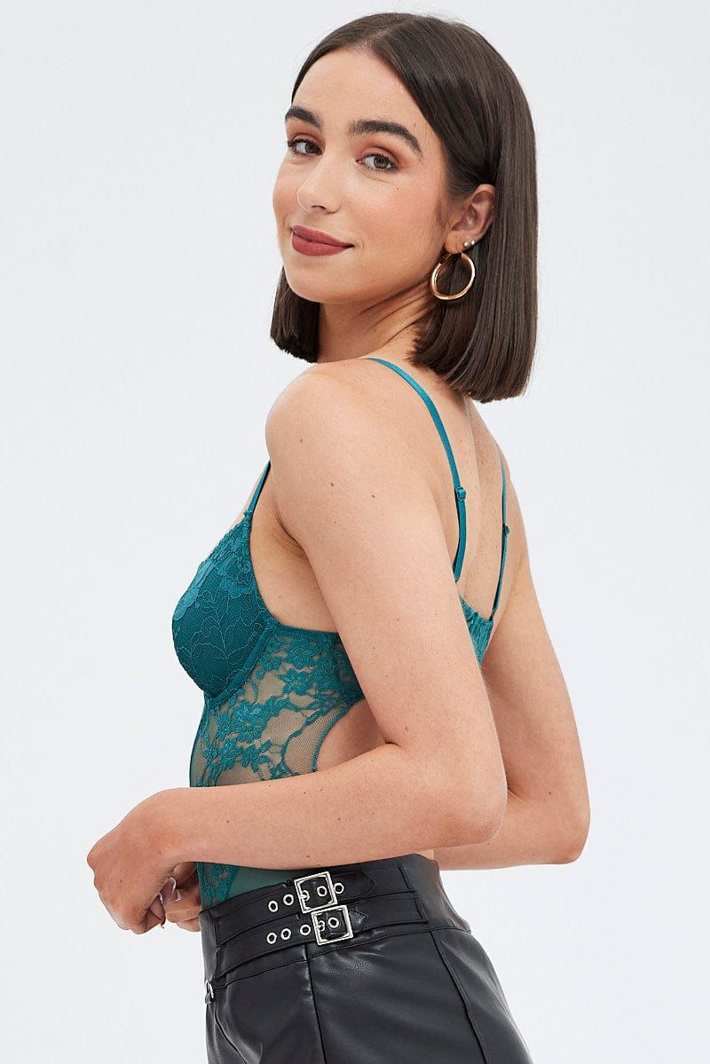 Green Laced Bodysuit Sleeveless sold by Ally Fashion product image thumbnail 5