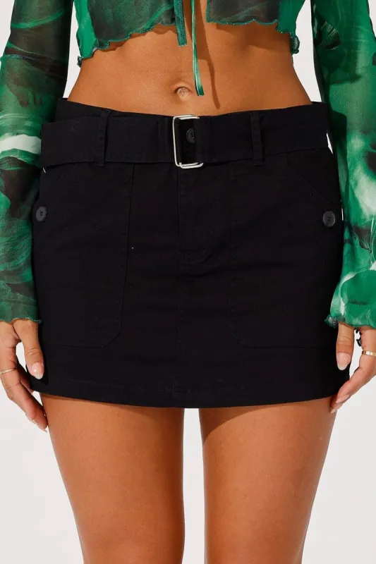 Black Cargo Skirt Mini Low Rise sold by Ally Fashion