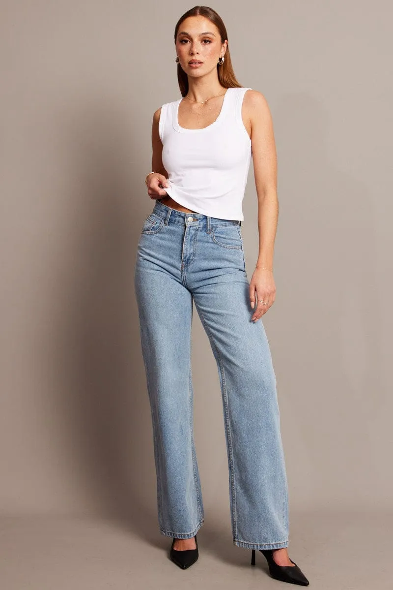 White Tank Top Scoop Neck Sleeveless sold by Ally Fashion product image thumbnail 2