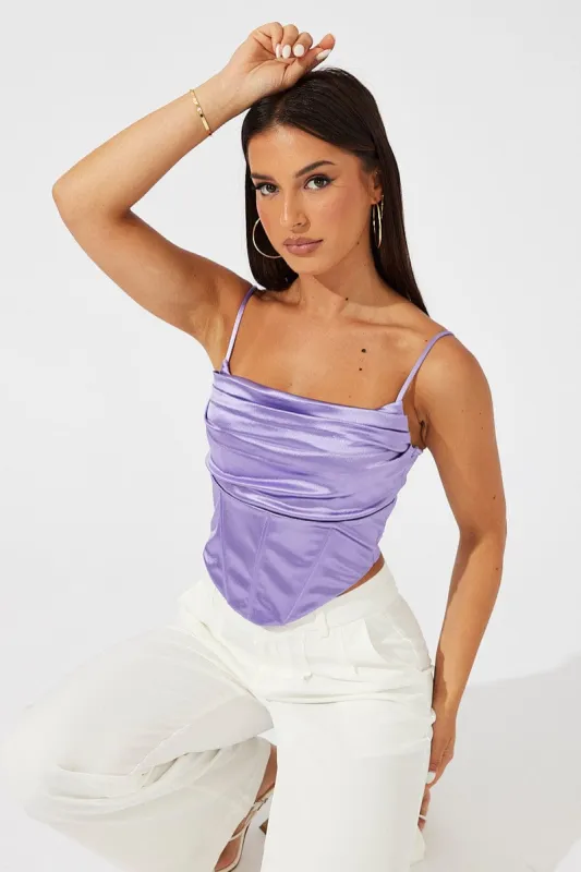 Purple Satin Cami Sleeveless Strap sold by Ally Fashion
