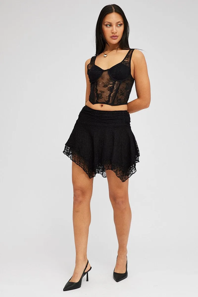 Black Mini Skirt Asymmetric Lace sold by Ally Fashion product image thumbnail 3