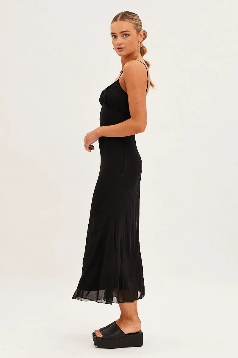 Black Maxi Dress Sleeveless Gathering Bust Mesh sold by Ally Fashion product image thumbnail 4
