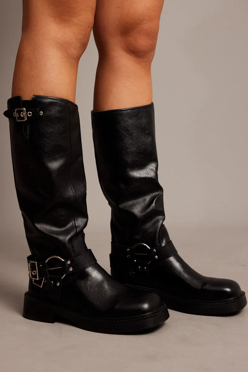 Black Buckle Detail Biker Boots sold by Ally Fashion product image thumbnail 2