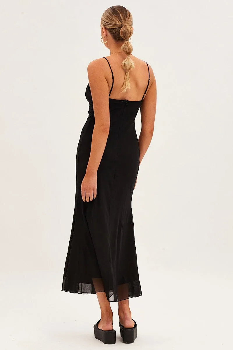 Black Maxi Dress Sleeveless Gathering Bust Mesh sold by Ally Fashion product image thumbnail 5