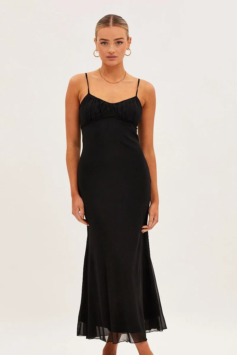 Black Maxi Dress Sleeveless Gathering Bust Mesh sold by Ally Fashion product image thumbnail 2