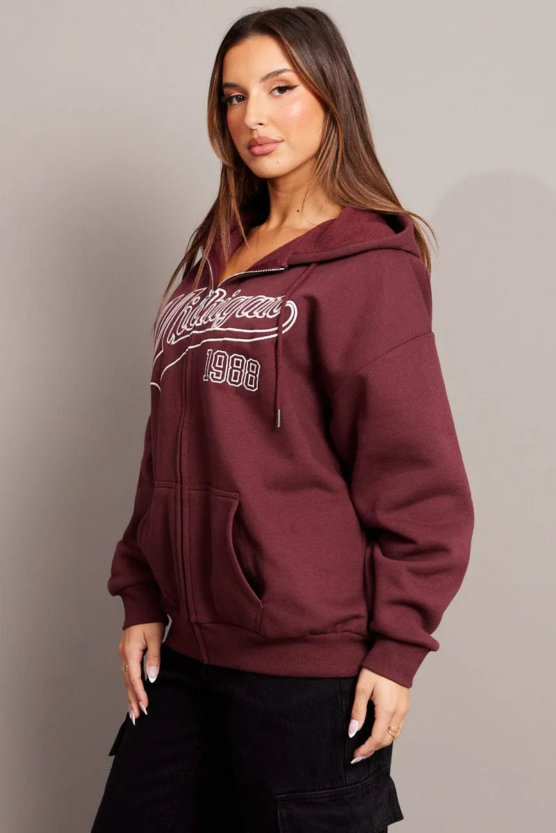 Red Graphic Zip Hoodie sold by Ally Fashion product image thumbnail 4