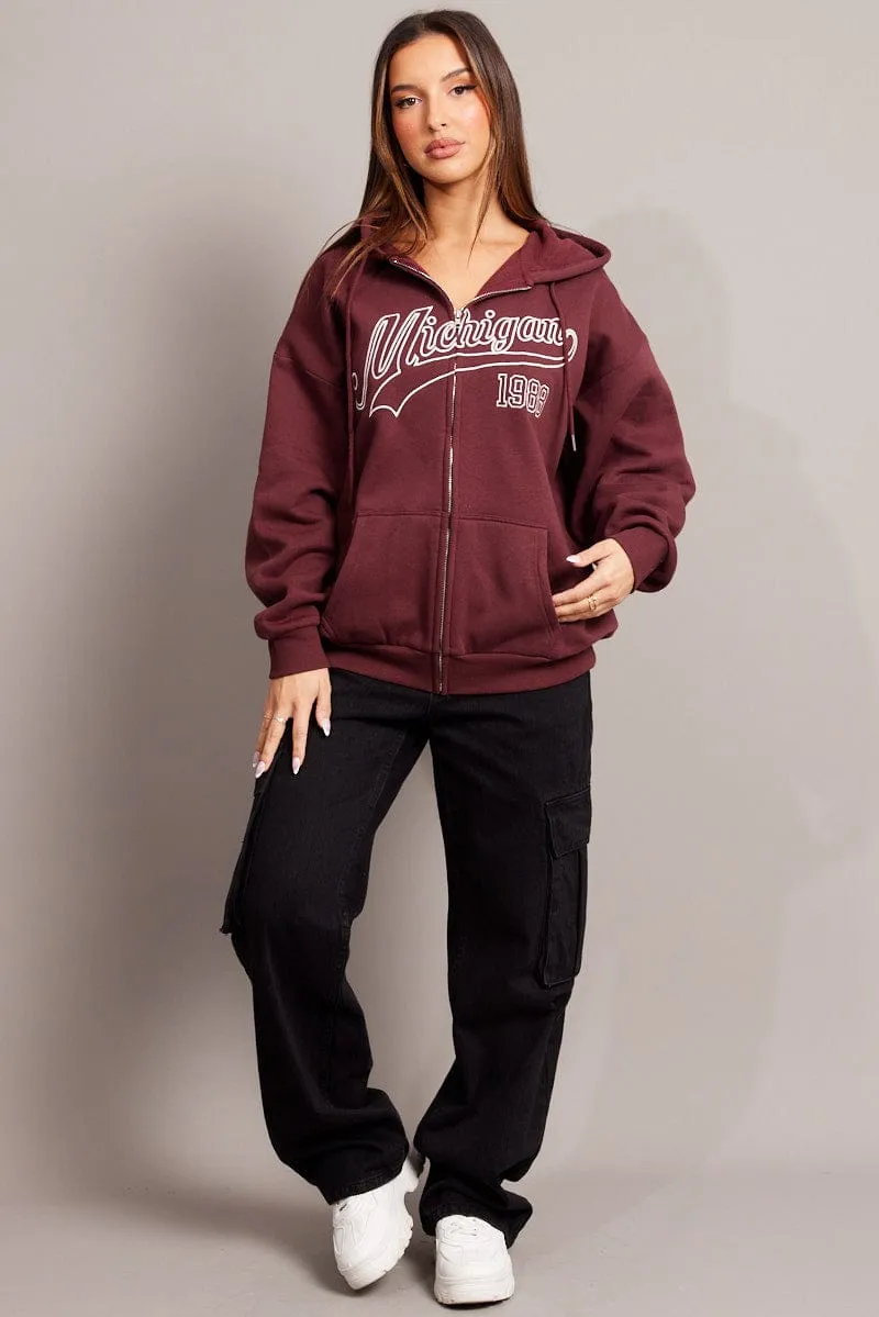 Red Graphic Zip Hoodie sold by Ally Fashion product image thumbnail 2