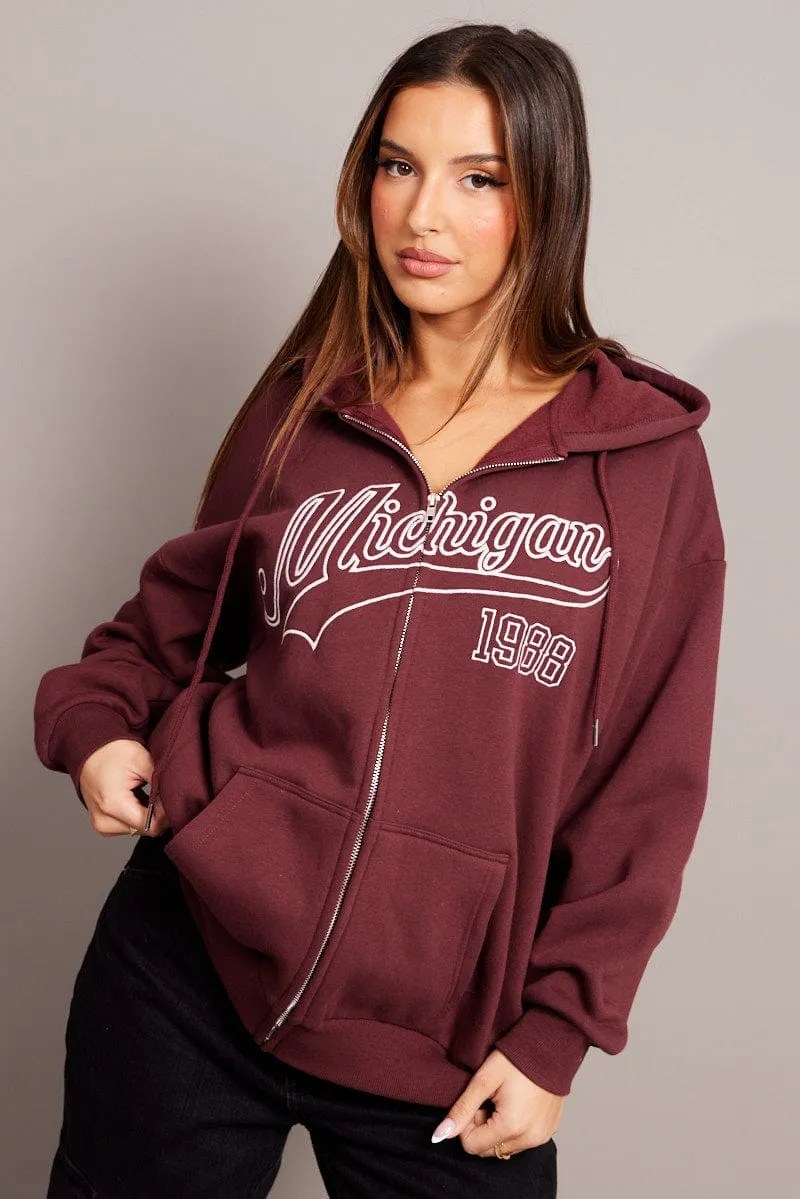 Red Graphic Zip Hoodie sold by Ally Fashion product image thumbnail 3