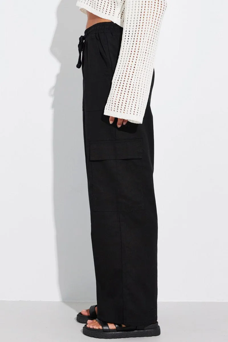 Black Relaxed Cargo Pant Elasticated Waist sold by Ally Fashion product image thumbnail 4