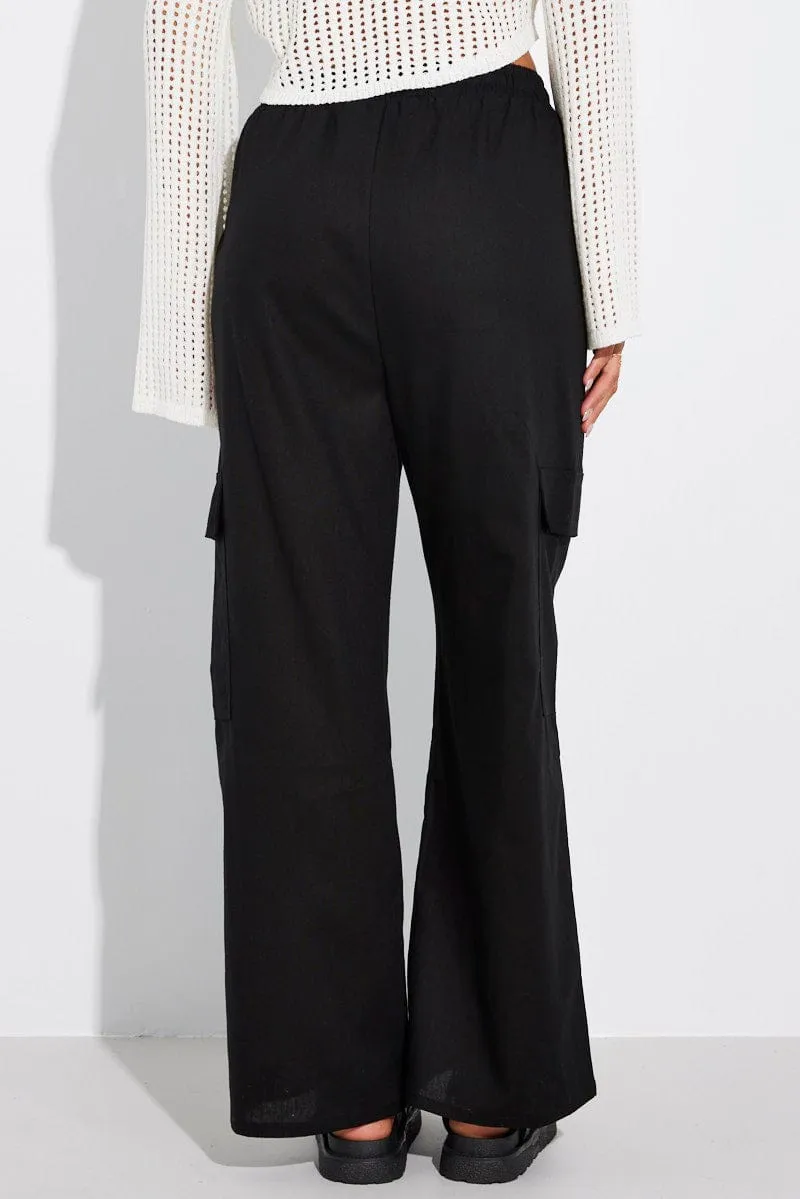 Black Relaxed Cargo Pant Elasticated Waist sold by Ally Fashion product image thumbnail 5