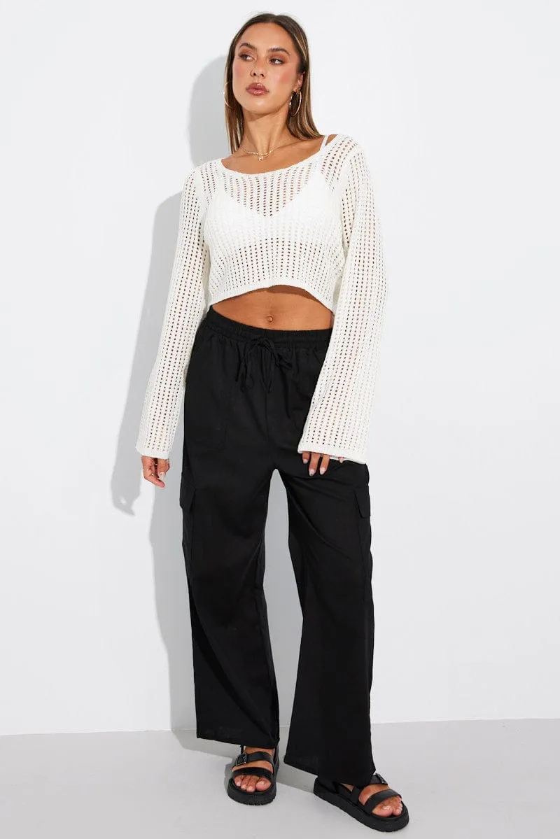Black Relaxed Cargo Pant Elasticated Waist sold by Ally Fashion product image thumbnail 2