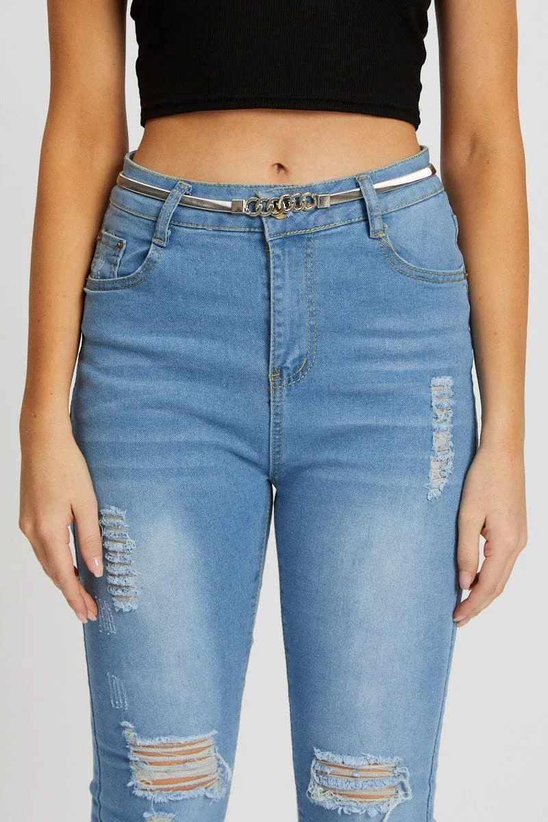 Metallic Metal Chain Buckle Stretched Belt sold by Ally Fashion product image thumbnail 3