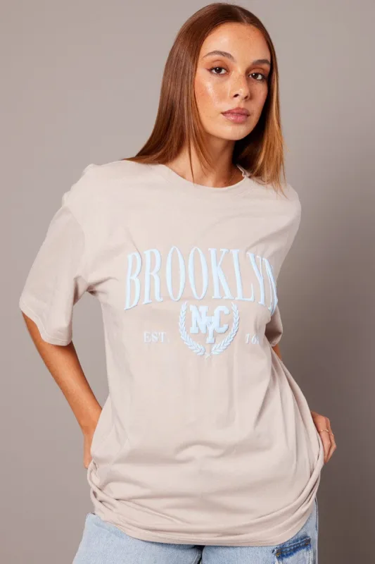 Grey Graphic Tee Short Sleeve sold by Ally Fashion