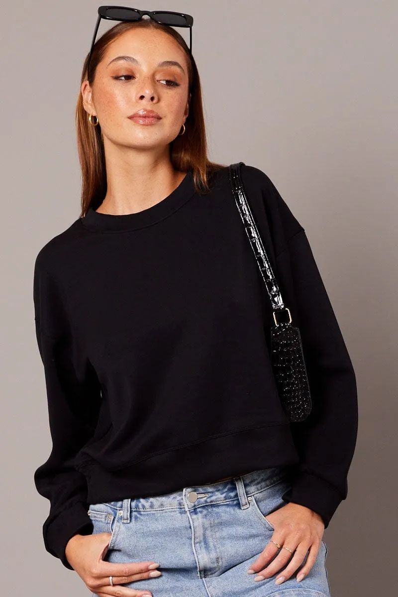 Black Crop Sweater Long Sleeve Oversized sold by Ally Fashion
