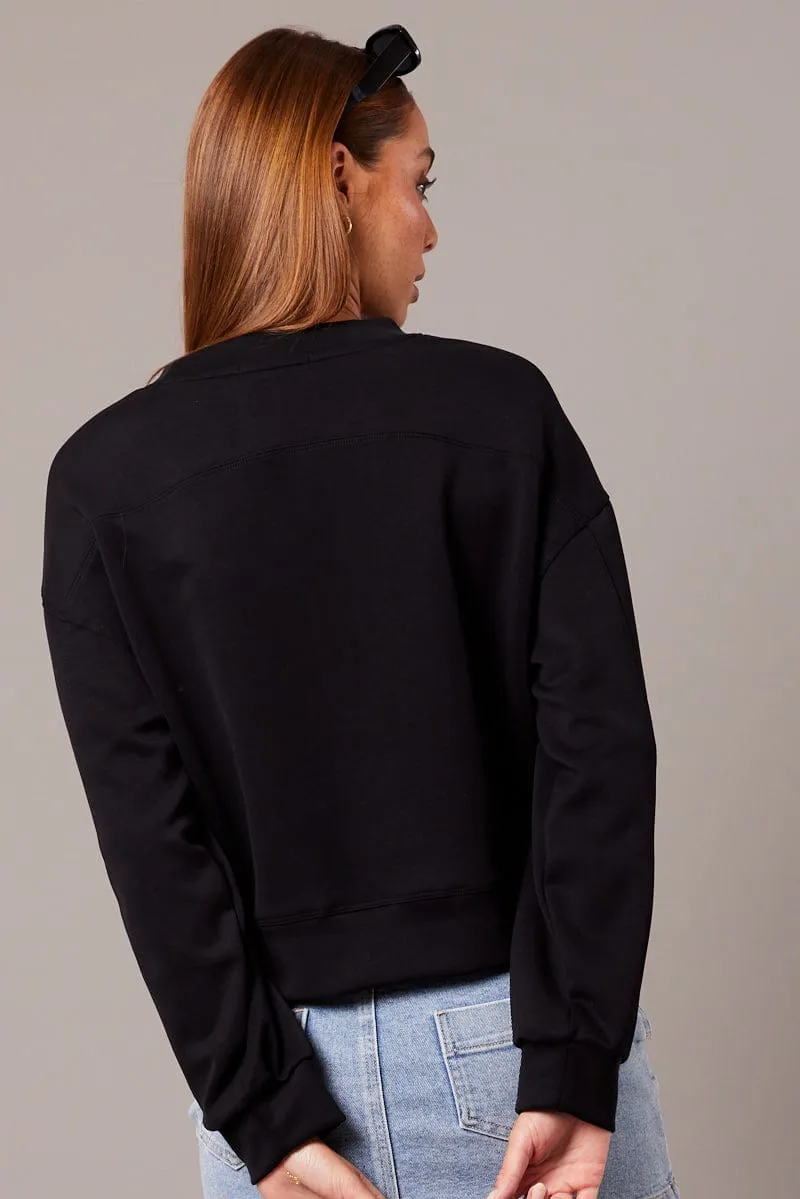 Black Crop Sweater Long Sleeve Oversized sold by Ally Fashion product image thumbnail 5