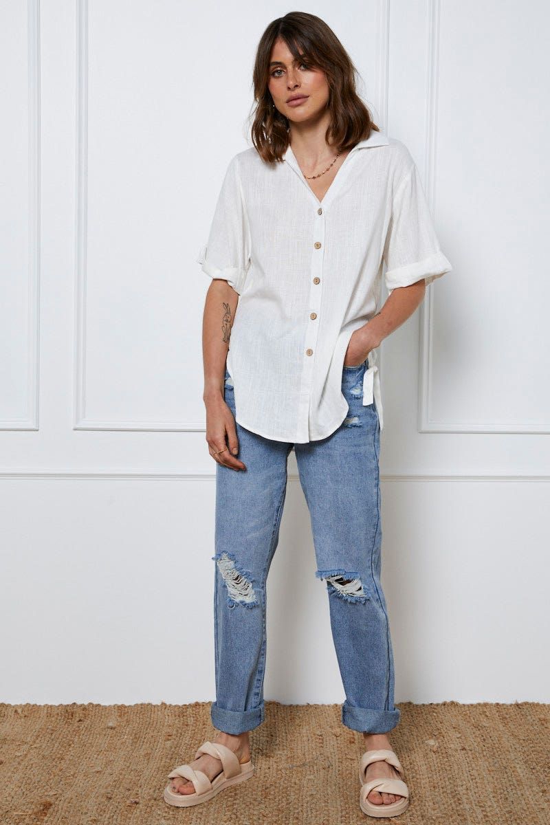 Blue Boyfriend Denim Jeans High Rise sold by Ally Fashion