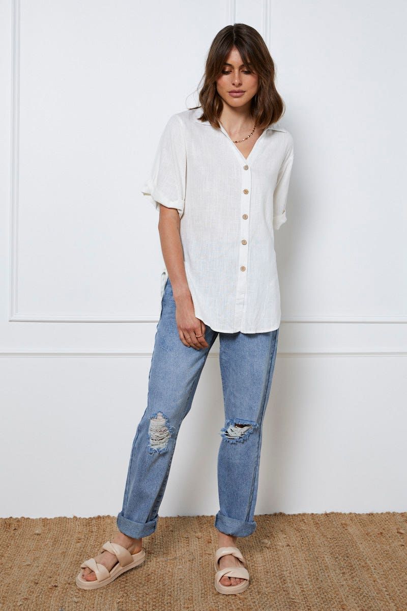Blue Boyfriend Denim Jeans High Rise sold by Ally Fashion product image thumbnail 3