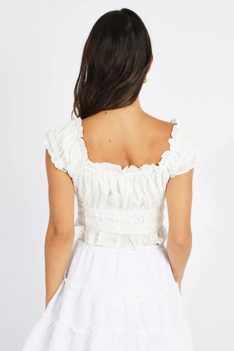 White Ruched Top Sleeveless sold by Ally Fashion product image thumbnail 5