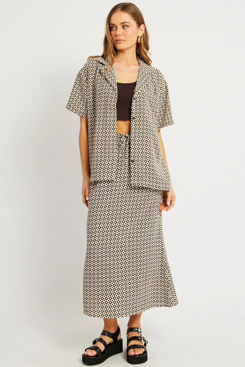 Brown Geo Relaxed Shirt Short Sleeve sold by Ally Fashion product image thumbnail 2