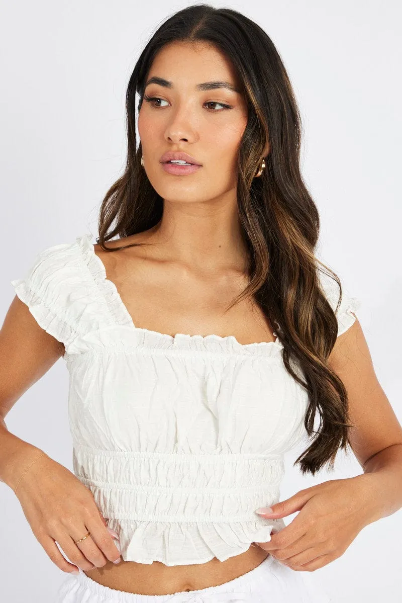 White Ruched Top Sleeveless sold by Ally Fashion product image thumbnail 3