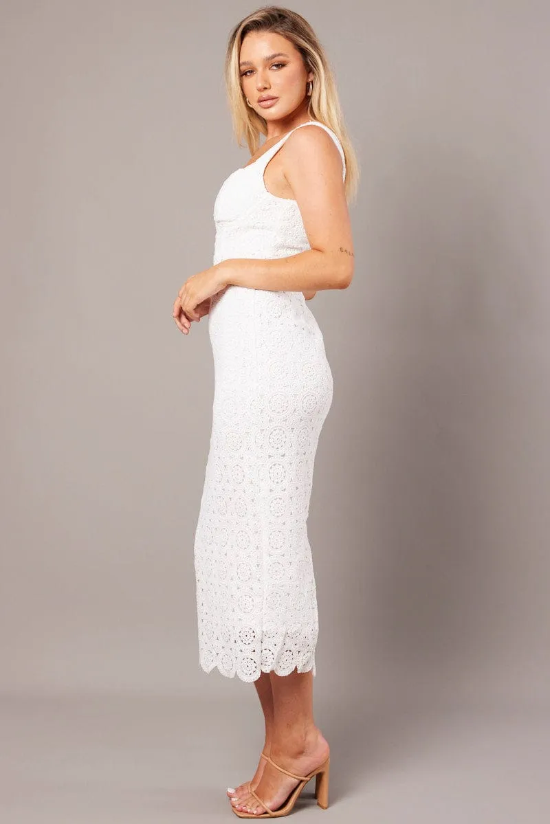 White Midi Dress Sleeveless Lace sold by Ally Fashion product image thumbnail 4