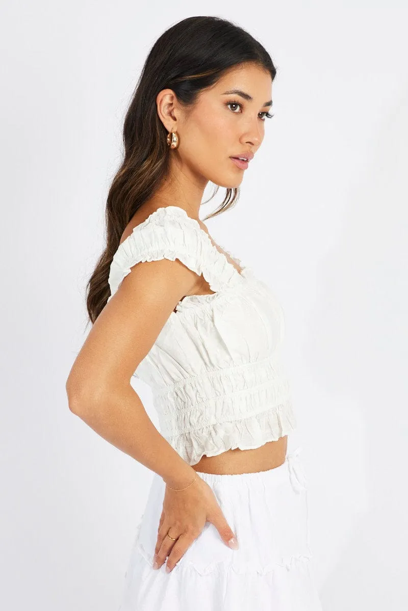 White Ruched Top Sleeveless sold by Ally Fashion product image thumbnail 4