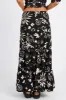 Black Abstract Maxi Skirt High Rise Linen Blend sold by Ally Fashion