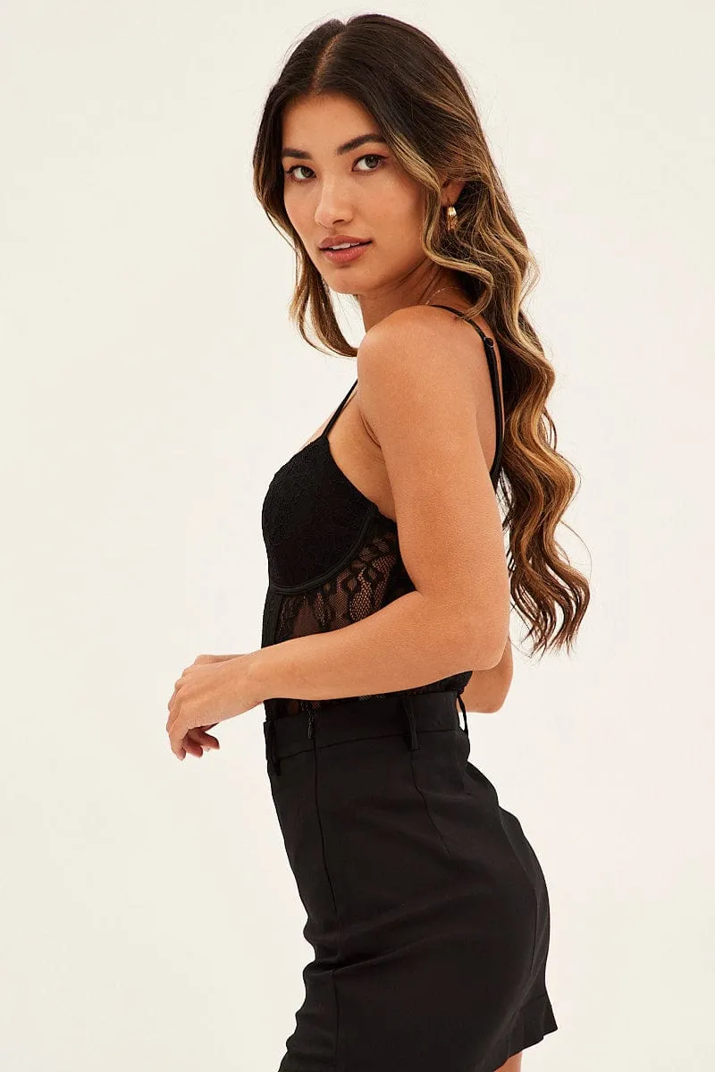 Black Lace Bodysuit Singlet sold by Ally Fashion product image thumbnail 3