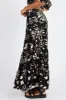 Black Abstract Maxi Skirt High Rise Linen Blend sold by Ally Fashion