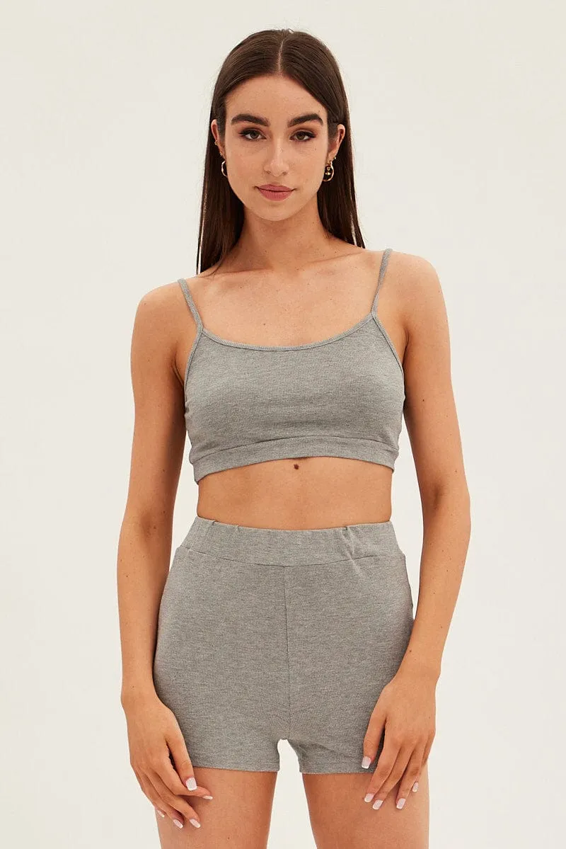 Grey Crop Singlet Loungewear Set sold by Ally Fashion product image thumbnail 2