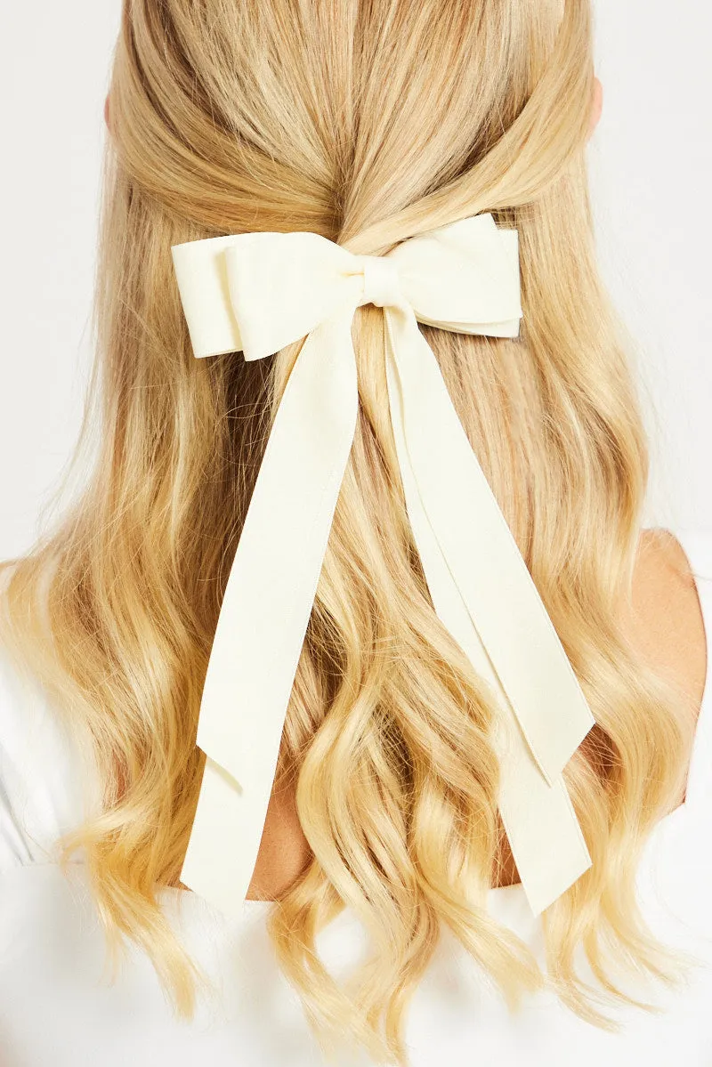 White Bow Hair Clip sold by Ally Fashion product image thumbnail 2