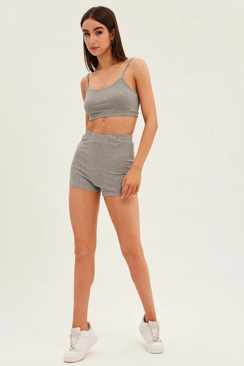 Grey Crop Singlet Loungewear Set sold by Ally Fashion product image thumbnail 3