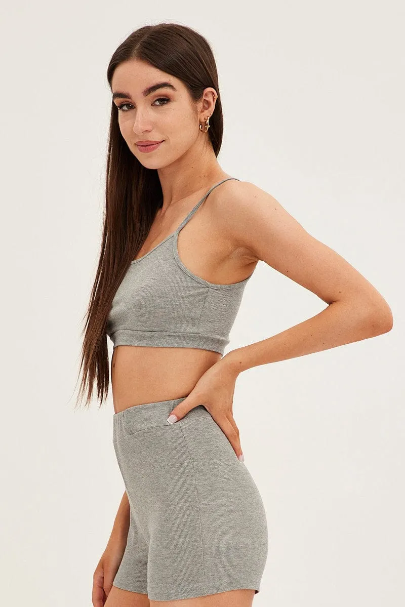 Grey Crop Singlet Loungewear Set sold by Ally Fashion product image thumbnail 4