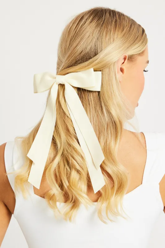 White Bow Hair Clip sold by Ally Fashion
