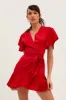 Red Wrap Dress Evening Satin sold by Ally Fashion