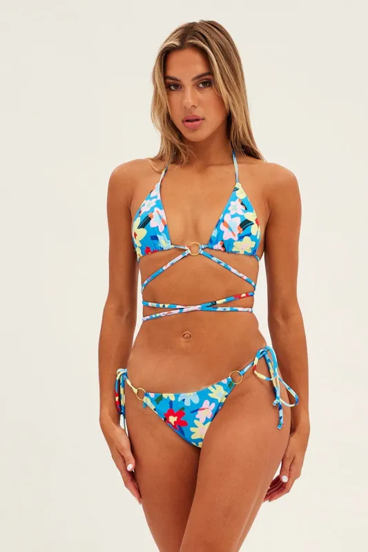 Blue Floral Two Piece Bikini sold by Ally Fashion