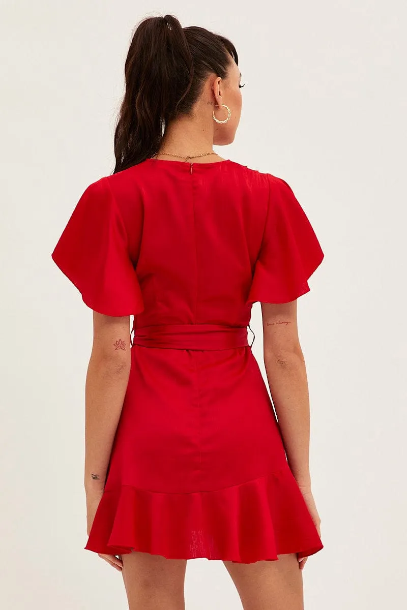 Red Wrap Dress Evening Satin sold by Ally Fashion product image thumbnail 5