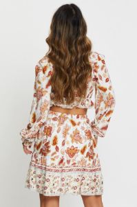 Boho Print Crop Top Long Sleeve sold by Ally Fashion