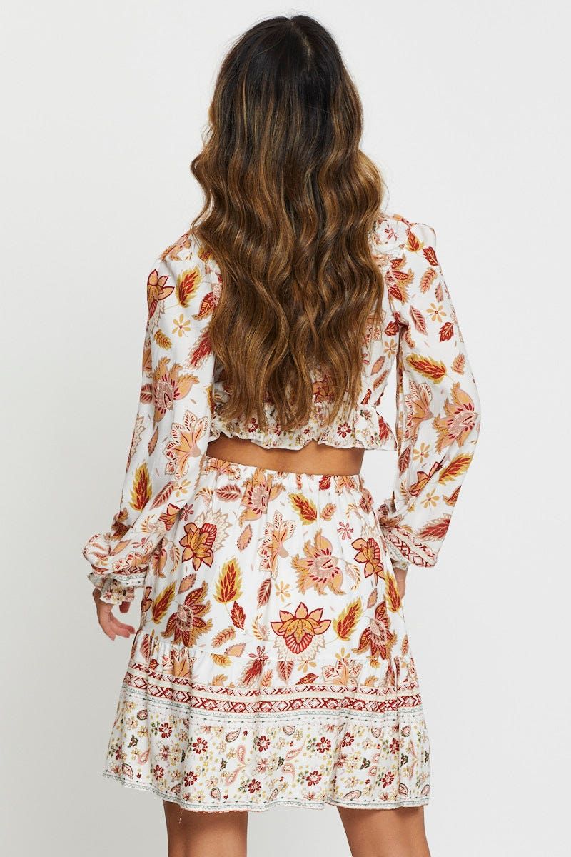 Boho Print Crop Top Long Sleeve sold by Ally Fashion product image thumbnail 4