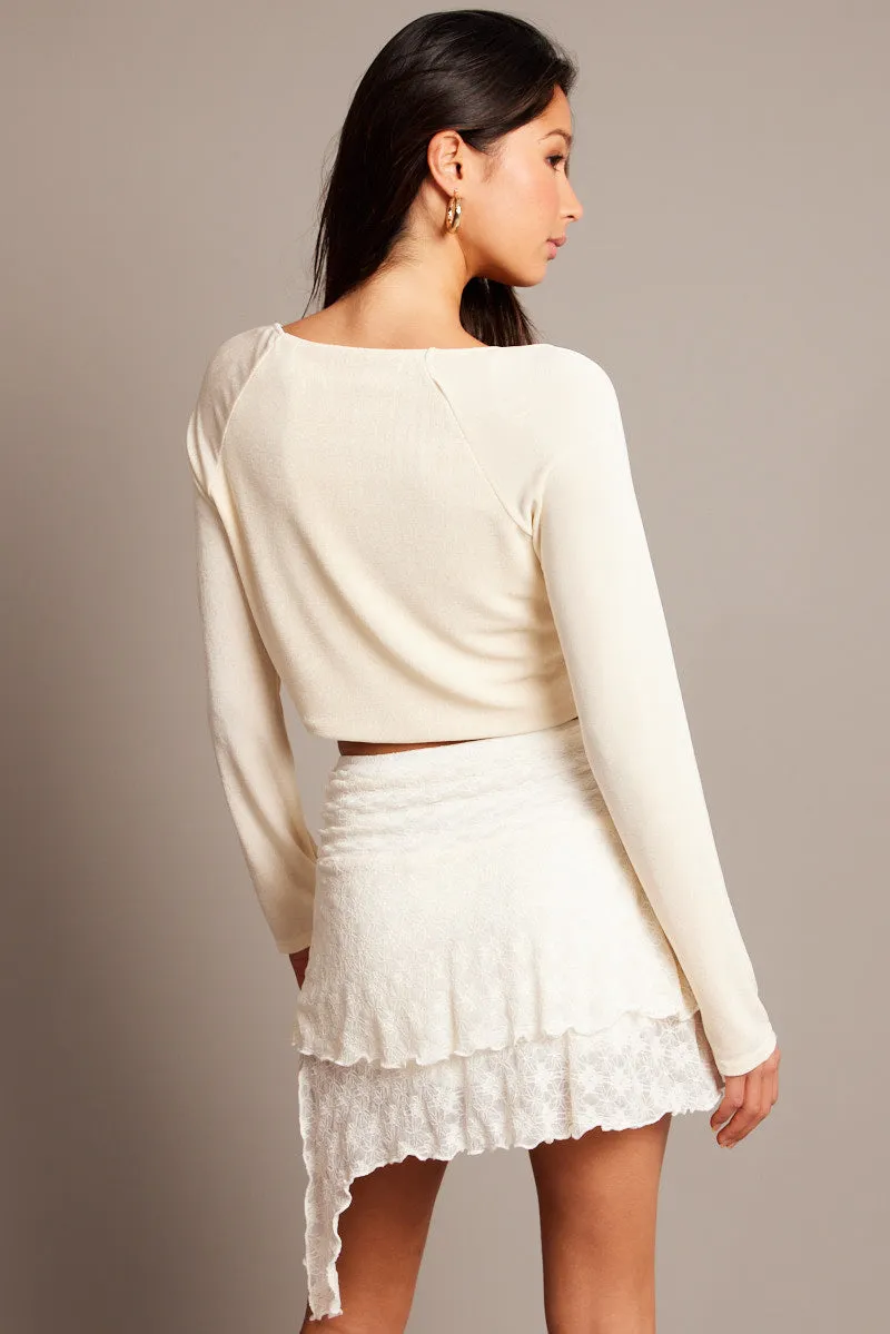 White Tie Up Front Top Long Sleeve sold by Ally Fashion product image thumbnail 5