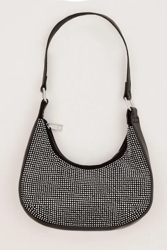 Black Rhinestone Decor Shoulder Bag sold by Ally Fashion
