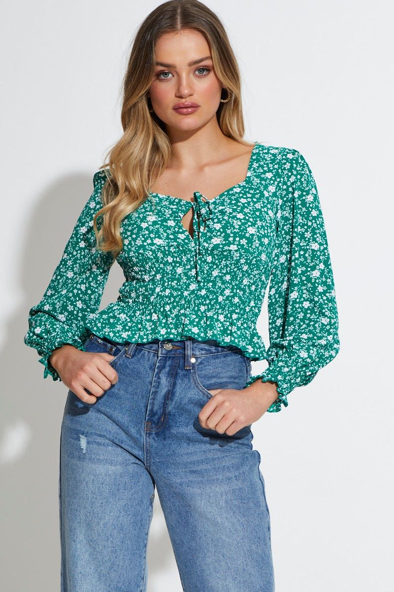 Print Peplum Top Long Sleeve sold by Ally Fashion product image thumbnail 3