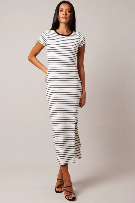 Black Stripe Bodycon Dress Short Sleeve sold by Ally Fashion
