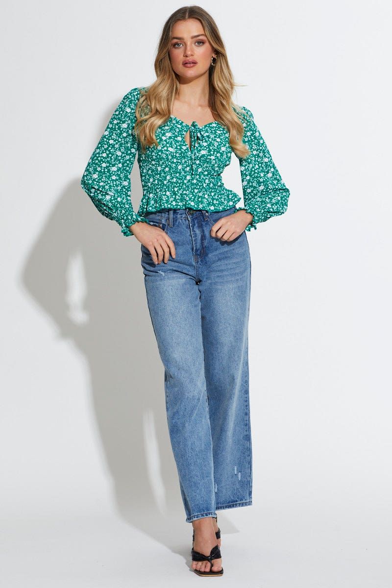 Print Peplum Top Long Sleeve sold by Ally Fashion product image thumbnail 2