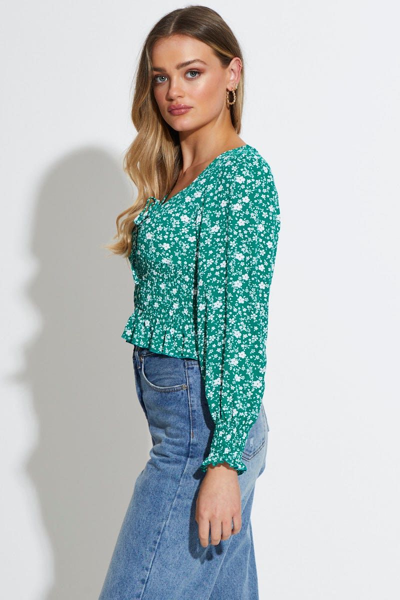 Print Peplum Top Long Sleeve sold by Ally Fashion product image thumbnail 4
