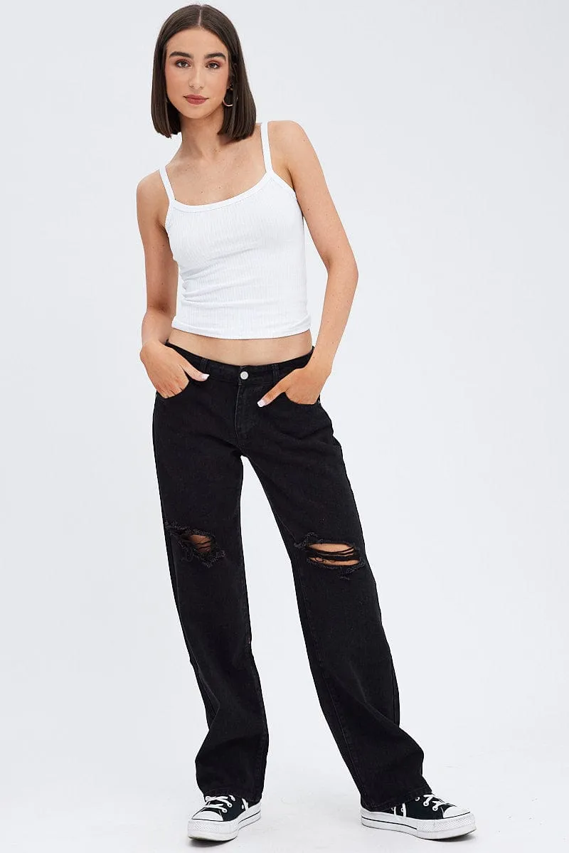 Black Straight Jeans Low Rise sold by Ally Fashion product image thumbnail 3